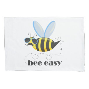 Bee character with moustache sunglasses Bee Easy Pillowcase