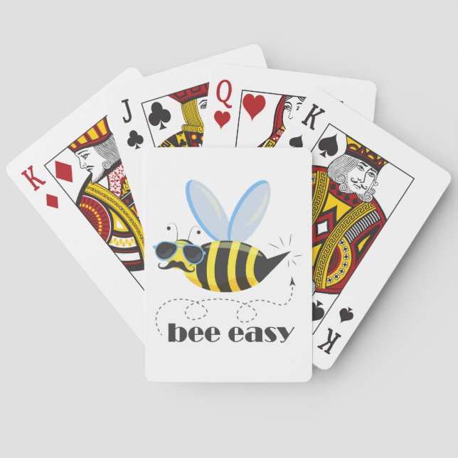 Bee character with moustache sunglasses Bee Easy Playing Cards (Back)