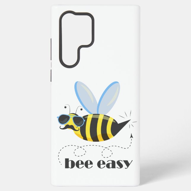 Bee character with moustache sunglasses Bee Easy Samsung Galaxy S22 Ultra Case (Back)