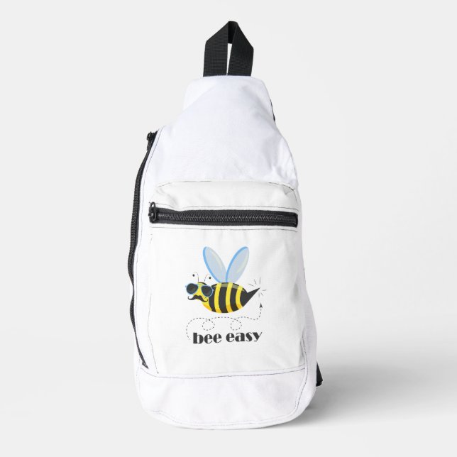 Bee character with moustache sunglasses Bee Easy Sling Bag (Front)