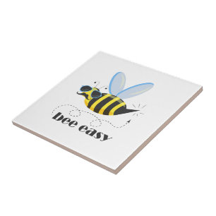 Bee character with moustache sunglasses Bee Easy Tile
