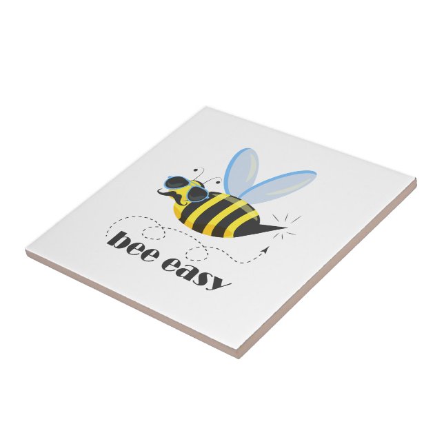 Bee character with moustache sunglasses Bee Easy Tile (Side)