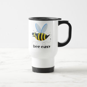 Bee character with moustache sunglasses Bee Easy Travel Mug