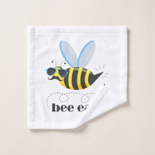 Bee character with moustache sunglasses Bee Easy Wash Cloth