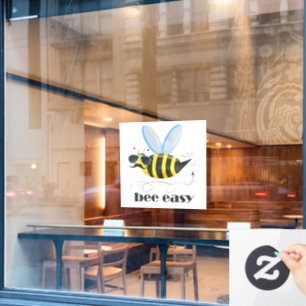 Bee character with moustache sunglasses Bee Easy Window Cling