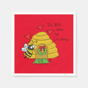 Bee Christmas Cartoon Napkin