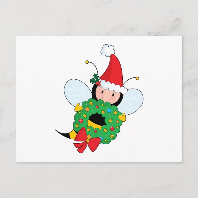 Bee Christmas Holiday Postcard (Front)