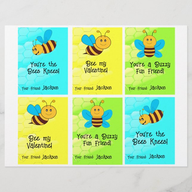 Bee Class Cards 6 Personalise Name Custom Letterhead (Front)