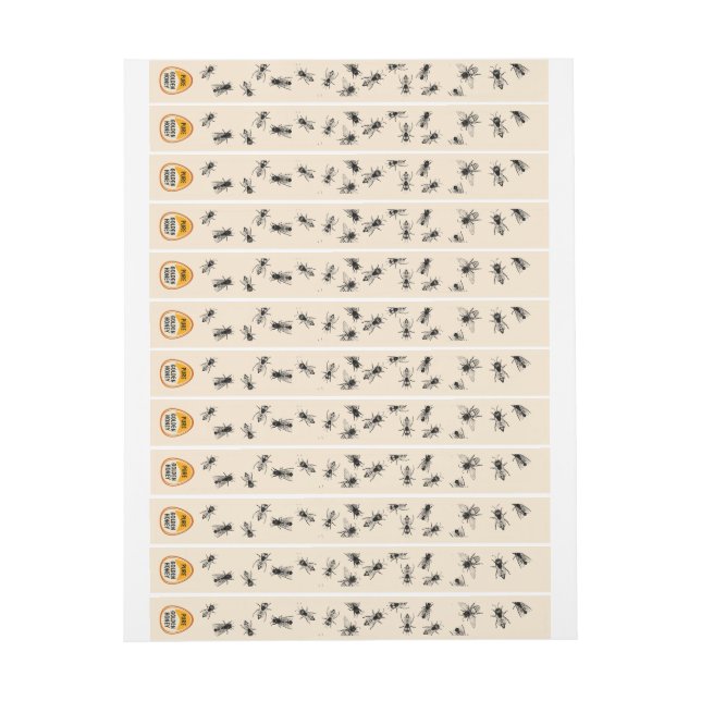 Bee Colony Tamper-proof Security Seal Goldenrod Wrap Around Label (Sheet)