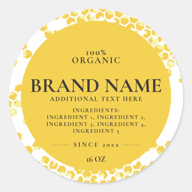 Bee Comb Product Round Label (Front)