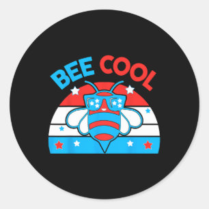 Bee Cool 4th July Red White Blue American Boy Usa Classic Round Sticker