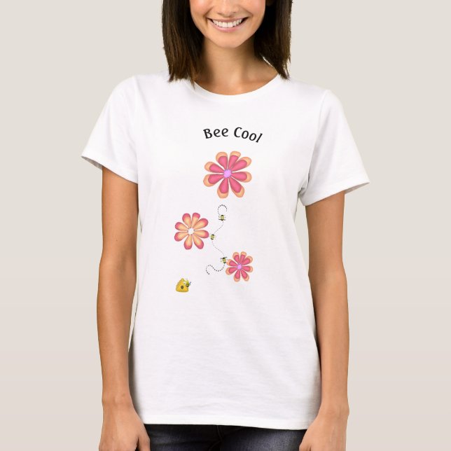 Bee Cool Bumblebees with 3D Flowers T-Shirt (Front)