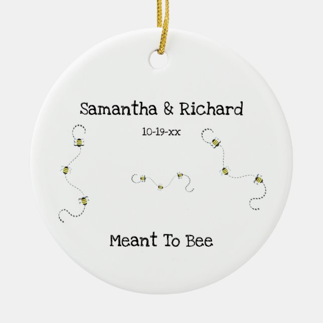Bee Cool Customisable Text Meant To Bee Ceramic Tree Decoration (Front)