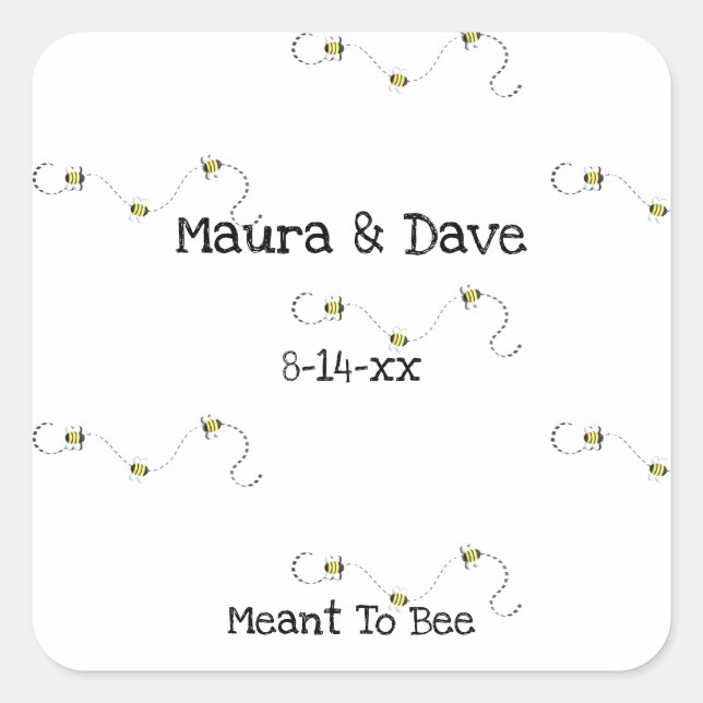 Bee Cool Customisable Text Meant To Bee Square Sticker (Front)