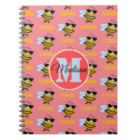 Bee Cool Funny Bee Pattern Personalized Notebook