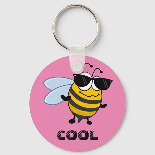Bee Cool | Funny Trendy Bee Customisable Key Ring (Front)