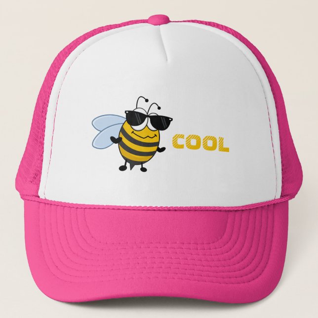 Bee Cool | Funny Trendy Bee Customizable Trucker Hat (Front)