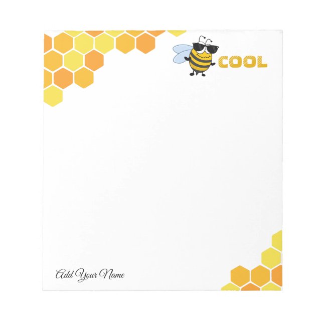 Bee Cool | Funny Trendy Bee Personalised Notepad (Front)