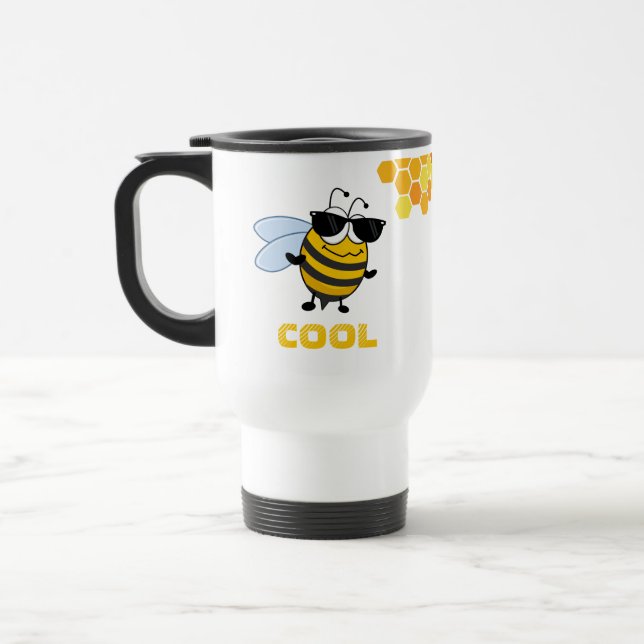 Bee Cool | Funny Trendy Bee Personalised Travel Mug (Left)