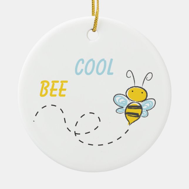 Bee Cool Personalised Ceramic Tree Decoration (Front)