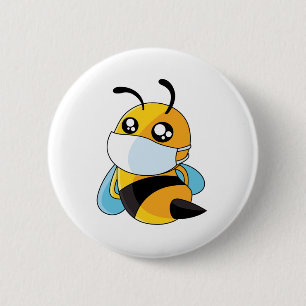 bee coronavirus 6 cm round badge