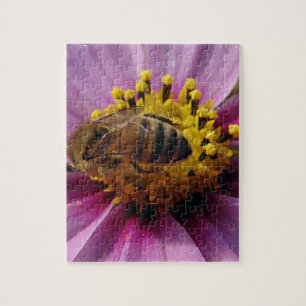 Bee Cosmo, Honey Bee and Cosmo Flower Jigsaw Puzzle