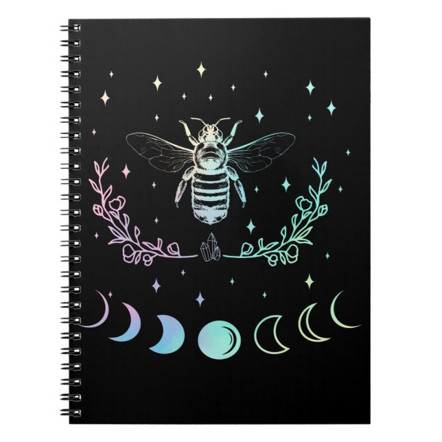 Bee Crescent Moon Wicca Pastel Goth Insect Witchy Notebook (Front)