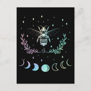 Bee Crescent Moon Wicca Pastel Goth Insect Witchy Postcard