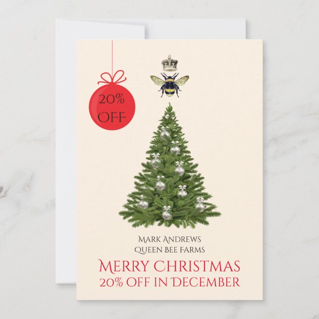 Bee & Crown Farm Or Apiary  Business Holiday Card (Front)