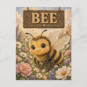 Bee Cute Baby Storybook Nursery Animal Postcard