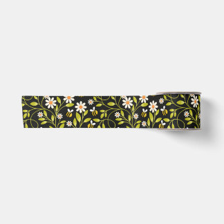Bee & Daisy Floral Black Botanical Satin Ribbon