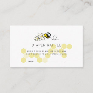 Bee Daisy White Baby Shower Diaper Raffle Ticket Enclosure Card