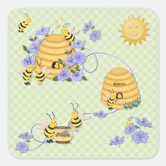 Bee Dance Party Square Sticker (Front)