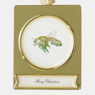 Bee - Dark Mysterious Insect Gold Plated Banner Ornament