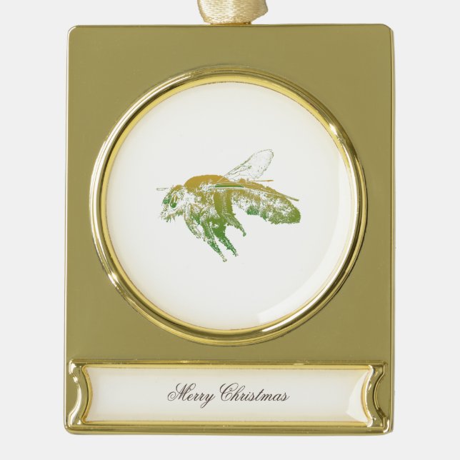 Bee - Dark Mysterious Insect Gold Plated Banner Ornament (Front)