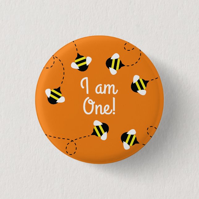 Bee Day 1st Birthday Button Pin (Front)