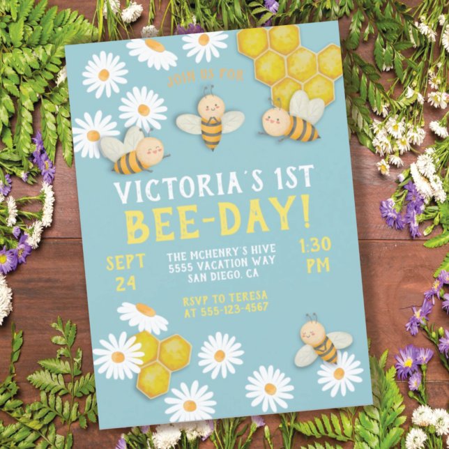 Bee-Day 1st Birthday Party Invitation (Creator Uploaded)