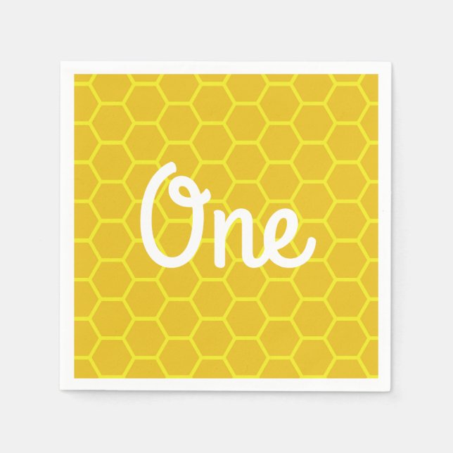 Bee Day 1st Birthday Party Napkins (Front)