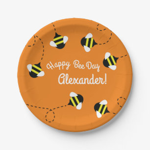 Bee Day 1st Birthday Plates