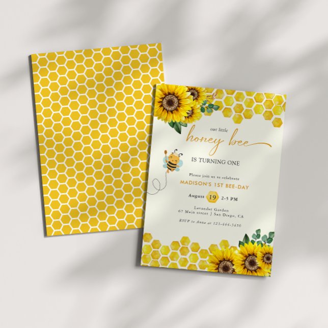Bee Day Birthday Baby Girl Invitation (Creator Uploaded)