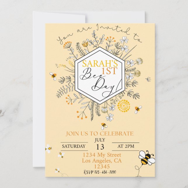 Bee-Day Birthday Invitation (Front)