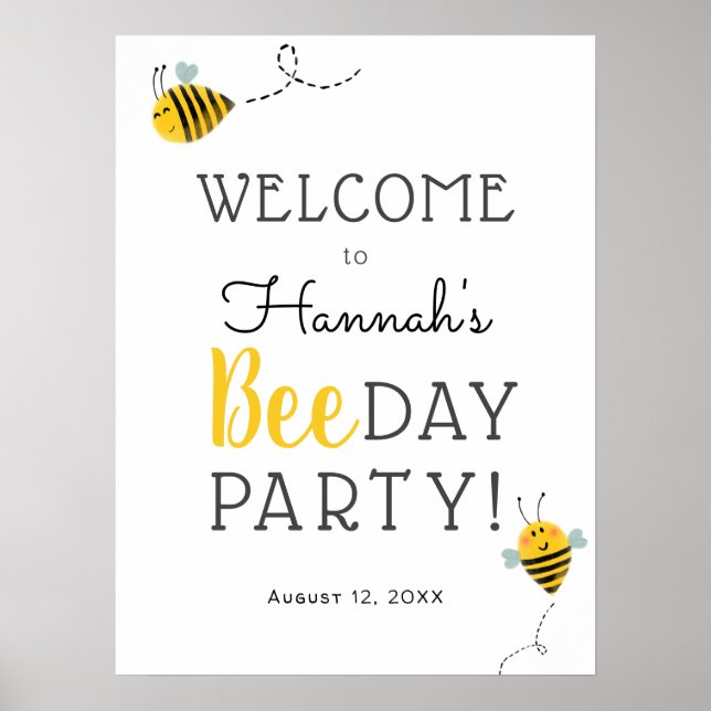 Bee-Day Birthday Party Welcome Sign (Front)