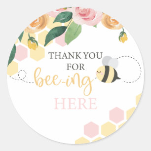 Bee Day Bumblebee Birthday Thank You Classic Round Sticker
