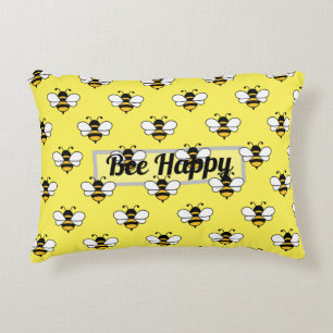 Bee design all over print editable text  decorative cushion