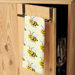 Bee Design Any Colour Background Tea Towel