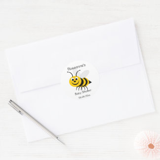 Bee Design Baby Shower Classic Round Sticker