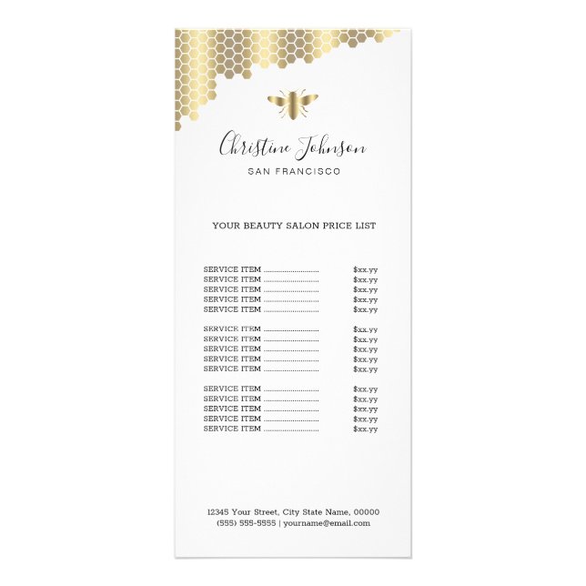 Bee design price list Rack Card (Front)