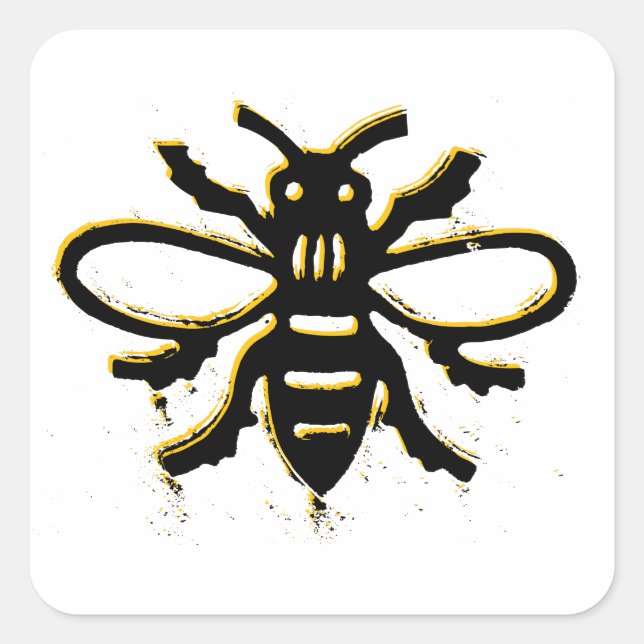 Bee design square sticker (Front)