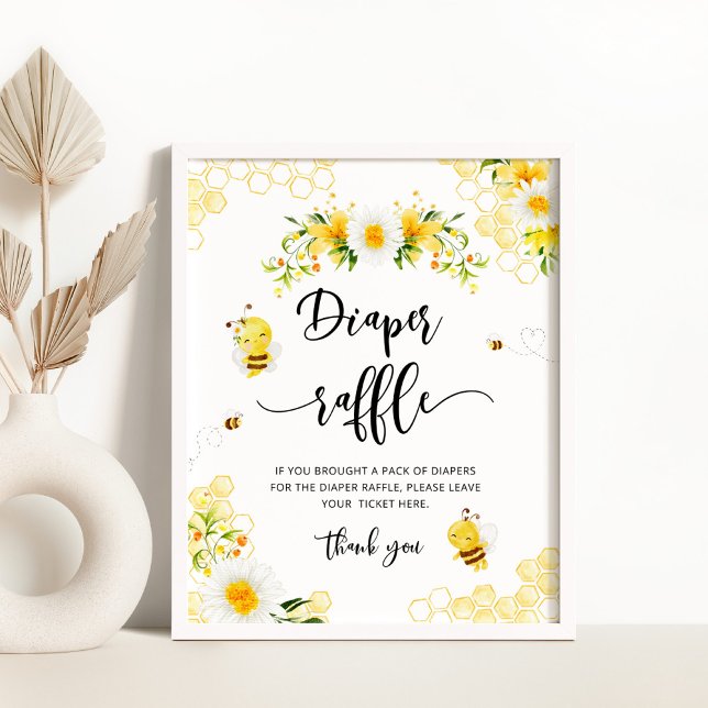 Bee diaper raffle baby shower sign (Creator Uploaded)