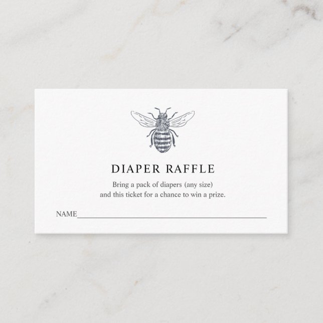 Bee Diaper Raffle Ticket for Baby Shower Enclosure Card (Front)